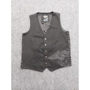 Epic Threads‎ Vest Mens XL Black Eagel Graphic 5 Button Waistcoat Western Grunge